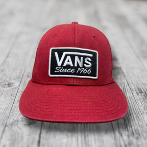 Vans Since 1966 Red Twill Strapback Hat Cap Skater Skateboard Retro Punk Rock
